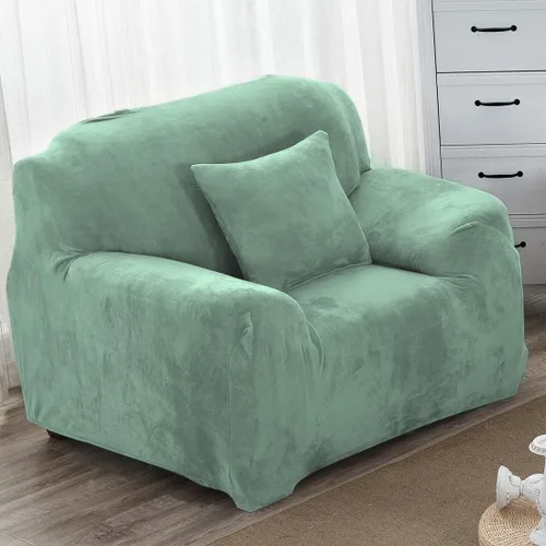 Vista 16 de vctops Funda elástica para sofá de 4 plazas de terciopelo de felpa, 1 pieza, con parte inferior elástica, protector de muebles suave y esponjoso