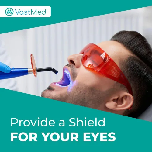 Vista 7 de Gafas protectoras rojas de grado dental Gafas de seguridad Gafas de protección ocular Gafas dentales para blanquear los dientes luz