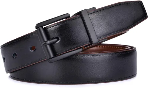 Vista 3 de Beltox - Cinturón para hombre de vestir casual reversible de cuero de 1.1" con hebilla de rodillo giratoria