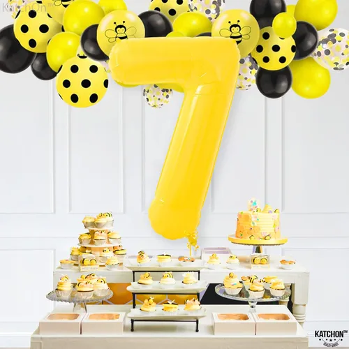 Vista 1197 de KatchOn Globo negro del número 1 de 40 pulgadas, globo de feliz cumpleaños Large Mylar Number One Balloon for 1st Birthday Decorations, Foil