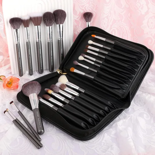 Vista 5 de docolor Professional 29Pcs Makeup Brush Set, Premium Goat Hair & Synthetic Fiber Blending Brushes for Foundation Powder Blush Concealer Eyeshadow