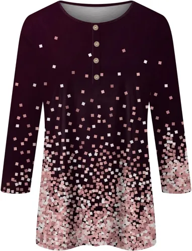 Vista 2 de Y2K - Camisetas con estampado lindo para mujer, blusas casuales de talla grande, básicas, sin botones, para camisas de manga 34