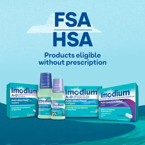 Vista 8 de Cápsulas de alivio de diarrea Imodium A-D con clorhidrato de loperamida, medicina antidiarreica para ayudar a controlar los síntomas de diarrea