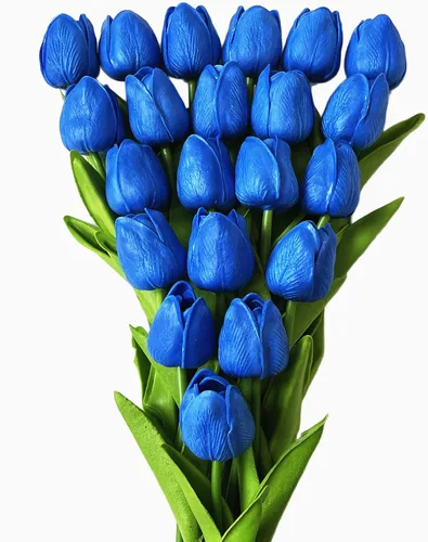 Vista 12 de UKELER 24 piezas de flores negras de tulipán, flores artificiales de poliuretano de tacto real para decoración del hogar, centros de mesa, arreglo