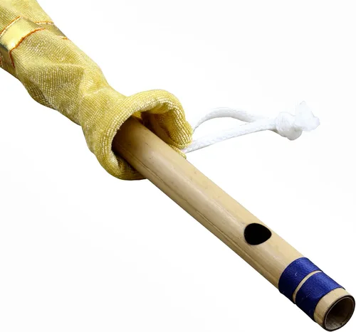 Vista 4 de Flauta de bambú profesional indio bansuri (una melodía) transversal 12 pulgadas instrumento musical de viento de madera