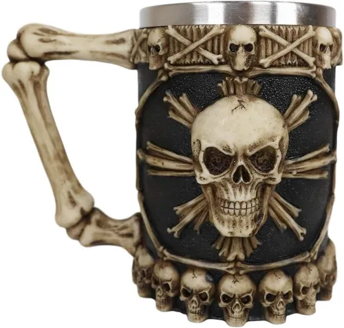 Vista 5 de Ebros Gift Gran taza de café con diseño de ron pirata pirata y huesos cruzados, diseño de calavera y cráneo, jarra, jarra, taza de café de 20 onzas