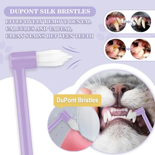 Vista 5 de Kit de cepillo de dientes para gatos, cepillos suaves y rastreador de cuidado dental Cuidado suave del gato. Cepillado para principiantes. Dientes