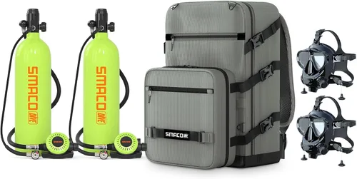 Vista 15 de SMACO Mini tanque de buceo 1.9L Tanque de buceo portátil (2 piezas) Reutilizable Buceo Pony Botella de Respaldo Cilindro de aire de buceo hasta 30