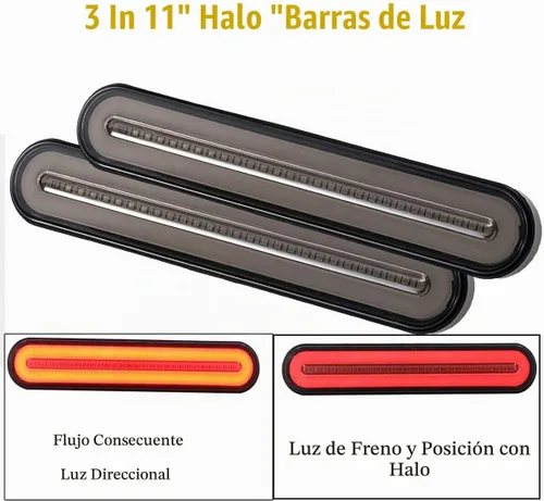 Vista 3 de Paquete de 2 barras de luces traseras LED de 9 pulgadas para remolque + parada de freno + conjunto de luces de señal de giro e identificación, tira