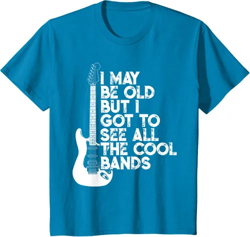 Vista 78 de Camiseta con texto en inglés "I May Be Old But I Got to See All The Cool Bands" Negro