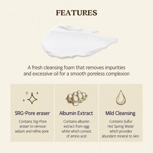 Vista 3 de SKINFOOD Egg Perfect Pore Cleansing Foam - Espuma limpiadora de poros 5.1 fl oz – Yema de huevo, albúmina contenida en albúmina – Elimina