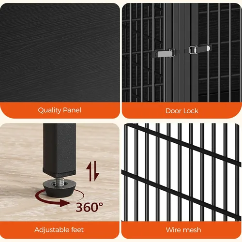 Vista 6 de MAHANCRIS Mueble de jaula para perros para 2 perros, perrera de 43.3 pulgadas con divisor extraíble, muebles para perros resistentes y resistentes