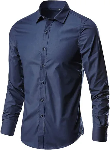 Vista 9 de Camisa de vestir para hombre, manga larga, de algodón, con botones, ajuste regular, tallas grandes y altas