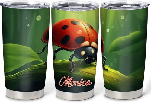 Vista 7 de Hyturtle Regalos personalizados para amantes de las mariquitas – Just A Girl Who Loves Ladybugs - Vaso de acero inoxidable personalizado de 20 onzas
