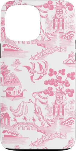 Vista 24 de Preppy Pink Willow Pattern Chinoiserie Toile Case for iPhone 17