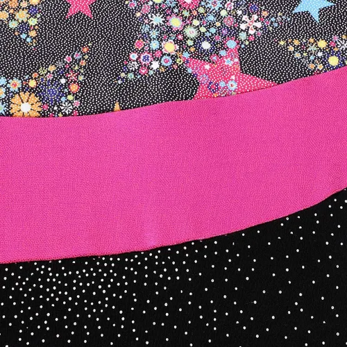Vista 3 de Belovance Maillots de gimnasia para niñas con pantalones cortos, patrón brillante de mariposas y flores, sin mangas, biketards, rosa intenso negro