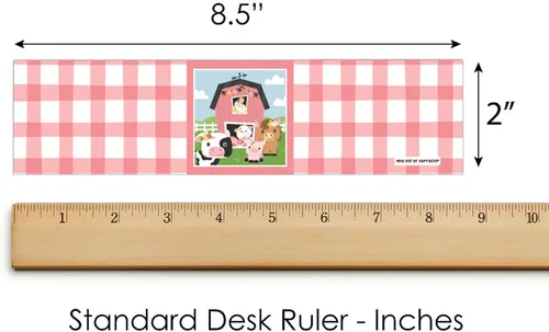 Vista 4 de Big Dot of Happiness Girl Farm Animals - Etiquetas adhesivas para botellas de agua para baby shower o fiesta de cumpleaños, juego de 20
