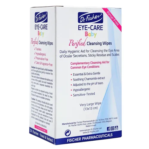 Vista 8 de Dr. Fischer Toallitas prémium para párpados para bebé, 60 unidades, prehumedecidas, hipoalergénicas, no irritantes, sin enjuague, recomendadas por