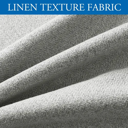 Vista 4 de Beauoop Cortinas de lino 100% opacas de 63 pulgadas de largo, 2 paneles para dormitorio, sala de estar, gris con parte trasera blanca
