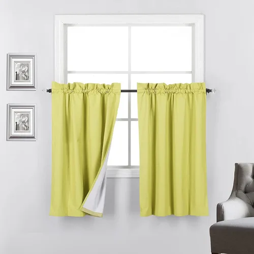 Vista 22 de 2 paneles de cortinas opacas con aislamiento térmico y forro blanco en la parte trasera para ventana de bloqueo de luz para cualquier ventana