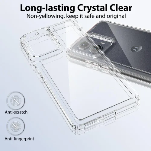 Vista 4 de Funda rígida para Moto Edge 2024 5G, transparente, delgada, rígida, híbrida, a prueba de golpes, con protector de pantalla curvo de vidrio templado