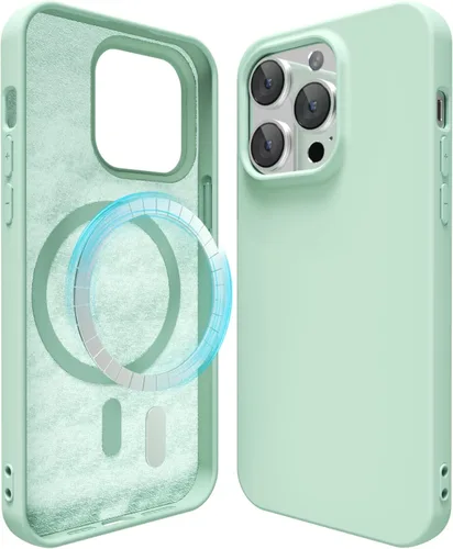 Vista 166 de oakxco Funda de silicona para iPhone 12 Pro Max, magnética, compatible con carga inalámbrica Magsafe, cubierta protectora de goma suave y delgada