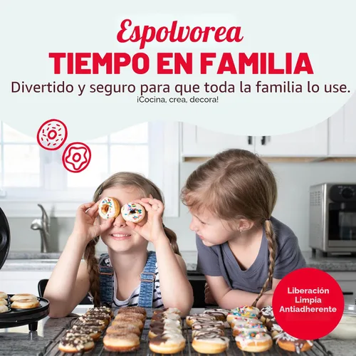 Vista 3 de Dash Express Mini Donut Maker, 7 donas, Aqua Aguamarina