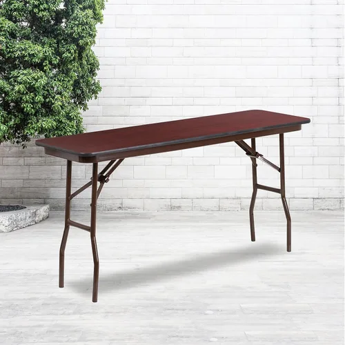 Vista 2 de Flash Furniture Frankie - Mesa de entrenamiento plegable de melamina de caoba de 5 pies