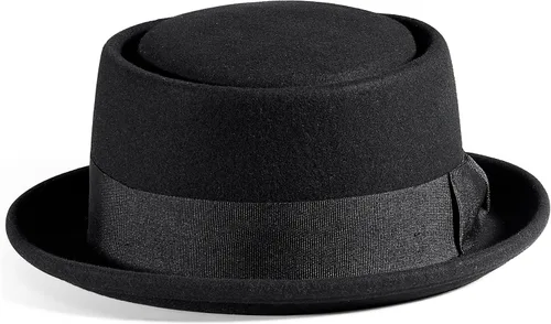 Vista 3 de Men's Women Crushable Pork Pie Fedora Hats 100% Wool Felt Porkpie Hats equiped a Grosgrain Ribbon with a Bow