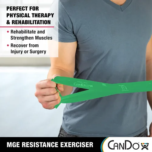 Vista 4 de CanDo Banda de resistencia de ejercicio de 6 pies con bucles de mano/pie para entrenamientos totales del cuerpo, entrenamiento, rehabilitación