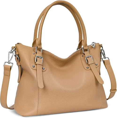 Vista 12 de HESHE - Carteras y bolsos de cuero genuino para mujer, bolso de mano, bolso de hombro, bolso de asa superior, bolso cruzado, bolso tipo morral