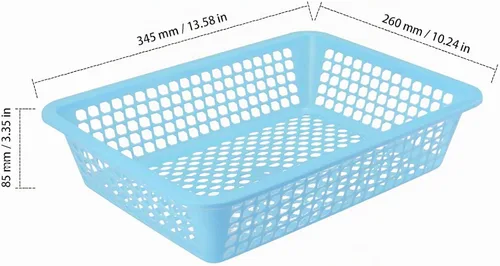 Vista 2 de 20 cestas de malla de plástico de 13.5 x 10 x 3 pulgadas, cesta de plástico colorida, cestas para profesores para aula, pequeñas cestas de plástico