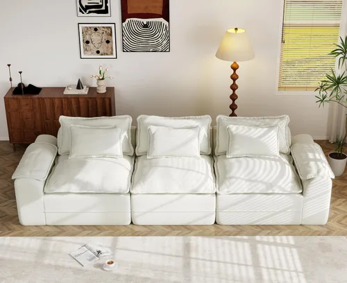 Vista 31 de Hobestluk Cloud - Sofá individual de espuma viscoelástica con asiento profundo, sofá en forma de L con funda extraíble, sofá grande para sala