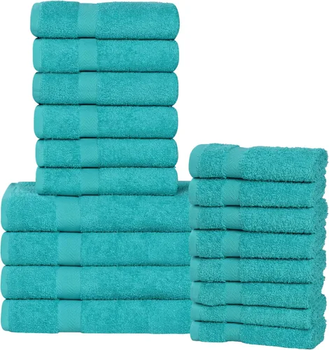 Vista 15 de Superior Juego de toallas surtidas de algodón de 18 piezas, incluye 8 toallas faciales, 6 manos y 4 toallas de baño, artículos esenciales