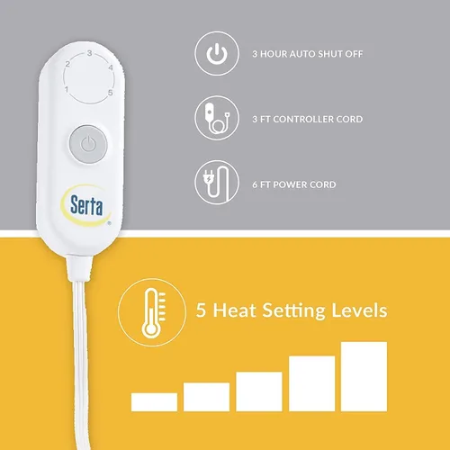 Vista 3 de Serta - Manta de vellón sherpa reversible, ultrasuave y tejida, manta térmica, manta eléctrica; cómoda, agradable y abriga y protege del frío