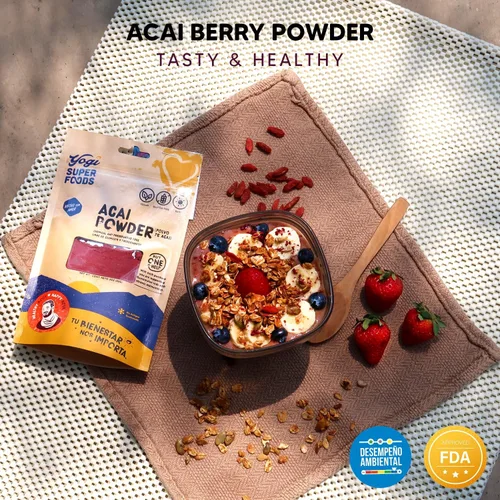 Vista 5 de Yogi Super Foods Polvo de bayas de acai, polvo de acai liofilizado, polvo de acai orgánico para cuencos de batidos, alto en antioxidantes densos