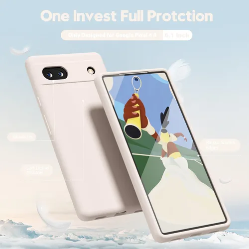 Vista 3 de oakxco para Google Pixel 6A Funda de teléfono de silicona líquida, diseño estético lindo y delgado para mujer y niña, cubierta de gel suave, lisa