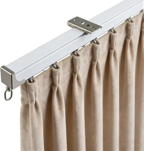 Vista 6 de Juego de cortinas de techo de aluminio con rodillo, barras de cortina blancas para ventanas, 7, 8, 9, 10, 11, 12, 13 pies, rieles de cortinas