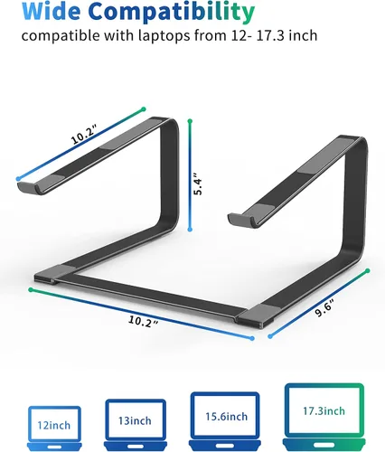Vista 2 de SOUNDANCE Soporte de computadora portátil para escritorio, elevador ergonómico de metal para portátiles de 12 a 17.3 pulgadas, soporte de escritorio