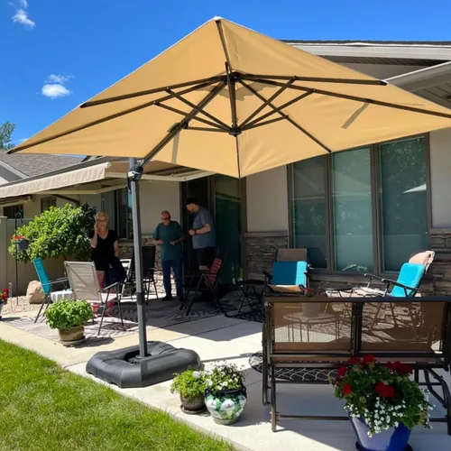 Vista 96 de PURPLE LEAF Sombrilla de patio de 8 pies para exteriores, sombrilla voladiza cuadrada de aluminio con rotación de 360 grados para jardín, terraza