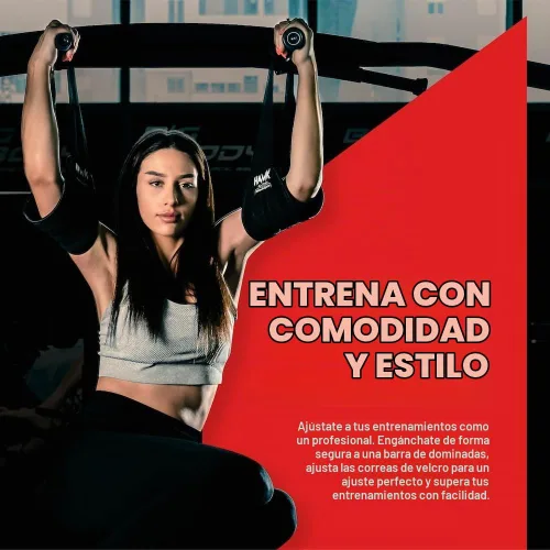Vista 5 de Hawk Sports Negro - Correas de elevación gimnasio - Accesorios para barra de dominadas
