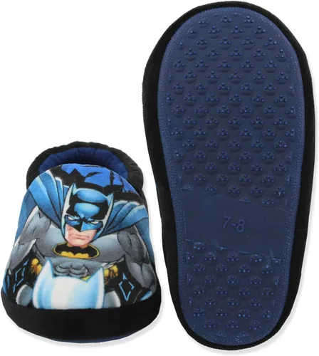 Vista 6 de DC Comics Batman Superhero - Pantuflas Aline de felpa para niños pequeños (9-10 M de EE. UU., azulnegro), Azul