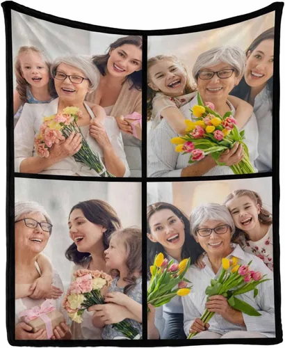 Vista 14 de Manta personalizada con tus fotos favoritas, manta personalizada con mis propias imágenes para familia, mamá, papá, hija, hijo, perro, hermanas