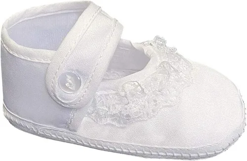 Vista 5 de Pink Princess Zapatos de bautismo para bebé niñas - Blanco Bebé Bautizo Zapatos Bebé Botines Recién Nacido - Zapatos de Bautizo para Nina