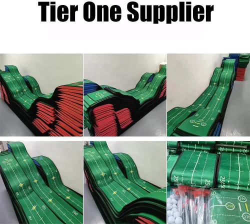 Vista 7 de Juego de putting de golf, juego de putting verde para interiores, tapete de golf desmontable, incluye 1 putter, 6 pelotas de golf, 3 tazas de golf