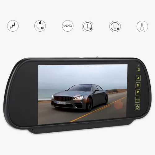 Vista 7 de Monitor de visión trasera de 7 pulgadas, pantalla de cámara de respaldo para automóvil con interfaces de video AV1 AV2 Amplio voltaje DC12V-24V