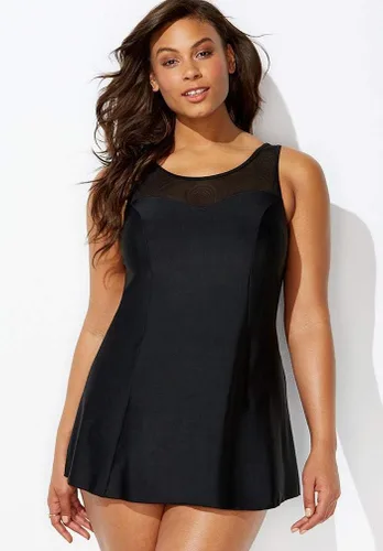 Vista 3 de Swimsuits For All Traje de baño de malla de cuello alto para mujer en talla grande