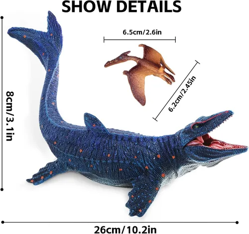 Vista 3 de SIENON Jurassic Mosasaurus - Figura de juguete de dinosaurio de 11.4 pulgadas, Mosasaurus Caza de Modelo de Pterosaurio, figuras de dinosaurio