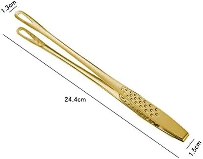 Vista 3 de Gold - Pinzas para servir alimentos, cocina, barbacoa, parrilla, freír, acero inoxidable, 2