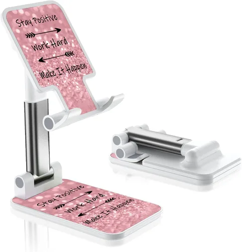 Vista 23 de Soporte de teléfono plegable para escritorio - Soporte de teléfono celular de ángulo ajustable - Adecuado para iPhone, Samsung - Flor negra